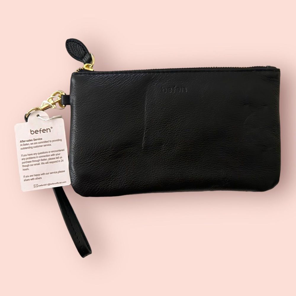 Befen Black Pebbled Leather‎ Wristlet / Wallet
